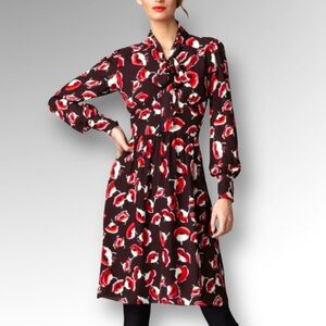 Milly Of New York Long Sleeve Silk Poppy Vibrant Dress Color Purple/Red Size 12